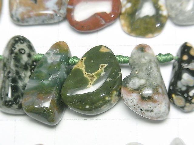 [Video] Ocean Jasper Rough Nugget Top Side Drilled Hole [M size] half or 1strand beads (aprx.9inch/24cm)