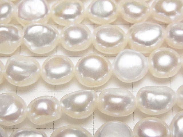 [Video] Fresh Water Pearl AA++ Baroque 8-10mm White [1.2mm hole] 1strand beads (aprx.15inch/37cm)