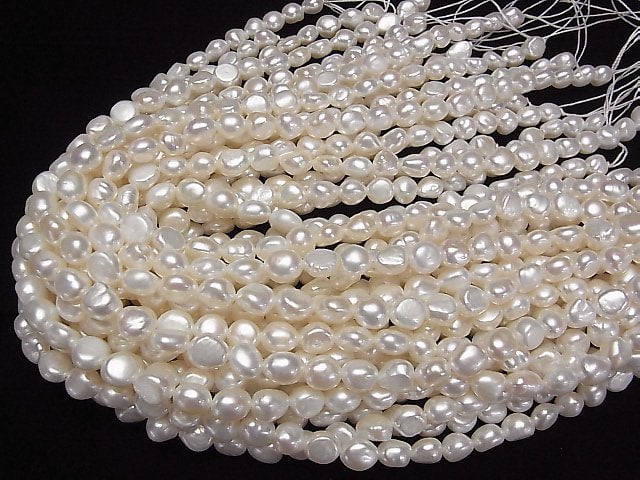[Video] Fresh Water Pearl AA++ Baroque 8-10mm White [1.2mm hole] 1strand beads (aprx.15inch/37cm)