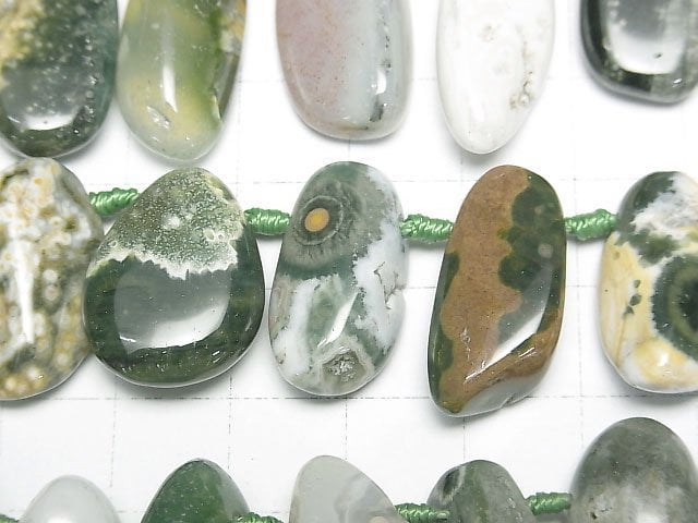 [Video] Ocean Jasper Rough Nugget Top Side Drilled Hole [M-L size] half or 1strand beads (aprx.9inch/24cm)