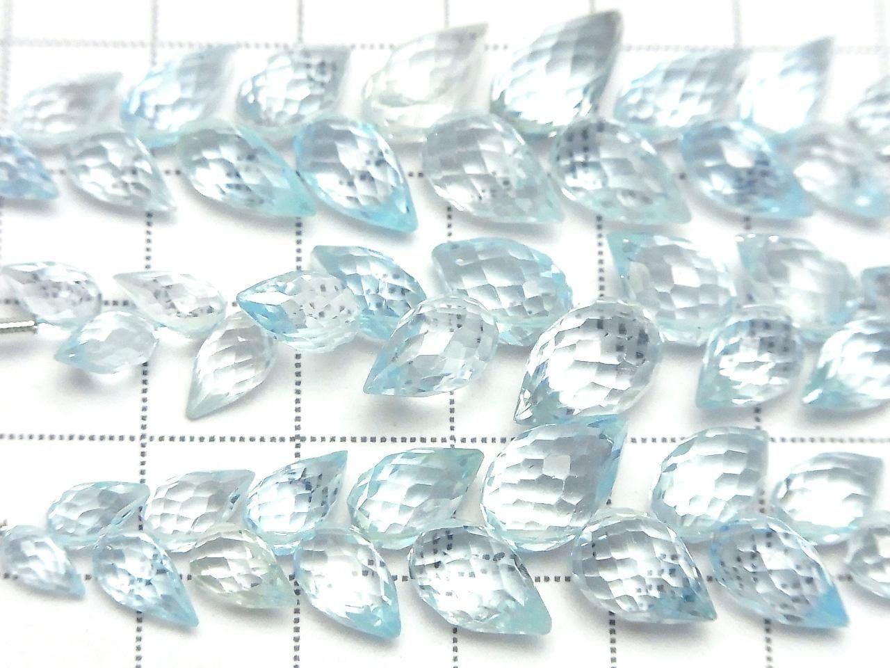 Hochwertiger himmelblauer Topas AAA Blütenknospe facettierte Briolette 1strang Perlen (ca. 4 Zoll/10 cm)