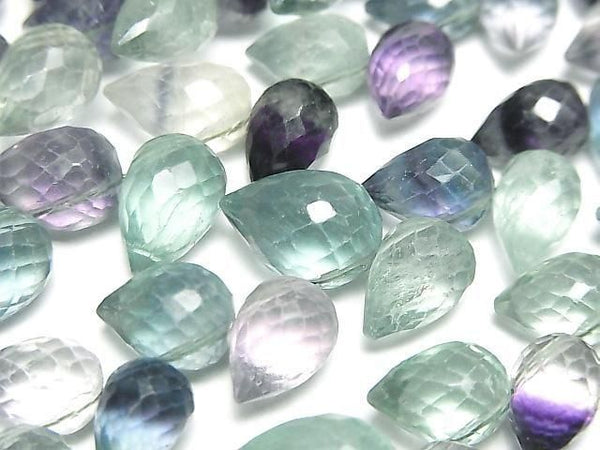 [Video] Multicolor Fluorite AA++ Flower Bud Faceted Briolette 1strand beads (approx. 4 inches/9 cm)