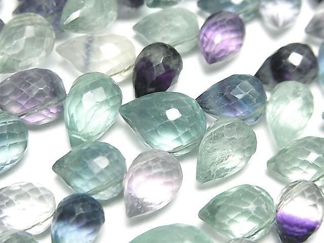 [Video] Multicolor Fluorite AA++ Flower Bud Faceted Briolette 1strand beads (approx. 4 inches/9 cm)