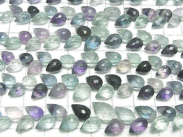 [Video] Multicolor Fluorite AA++ Flower Bud Faceted Briolette 1strand beads (approx. 4 inches/9 cm)