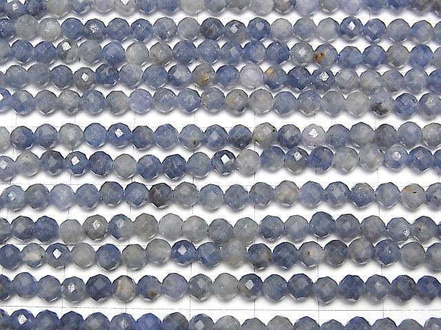 [Video]High Quality! Sapphire AA+ Faceted Round 4mm half or 1strand beads (aprx.15inch/37cm)