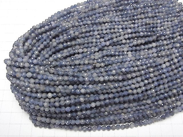 [Video]High Quality! Sapphire AA+ Faceted Round 4mm half or 1strand beads (aprx.15inch/37cm)