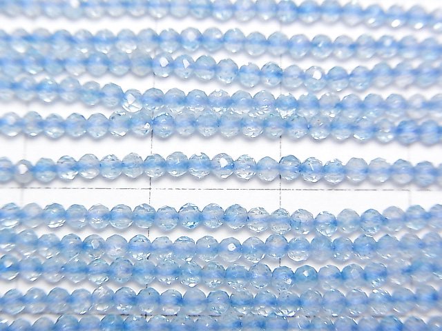[Video] High Quality! Blue color Topaz AA++ Faceted Round 2mm 1strand beads (aprx.15inch/38cm)