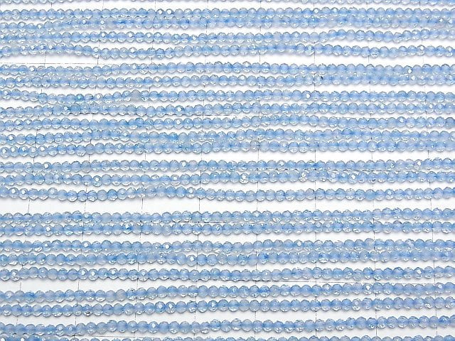 [Video] High Quality! Blue color Topaz AA++ Faceted Round 2mm 1strand beads (aprx.15inch/38cm)