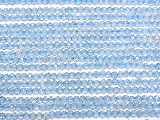 [Video]High Quality! Blue color Topaz AA++ Small Size Faceted Round 3mm 1strand beads (aprx.15inch/37cm)