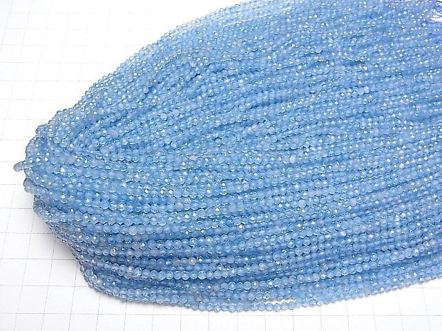 [Video]High Quality! Blue color Topaz AA++ Small Size Faceted Round 3mm 1strand beads (aprx.15inch/37cm)