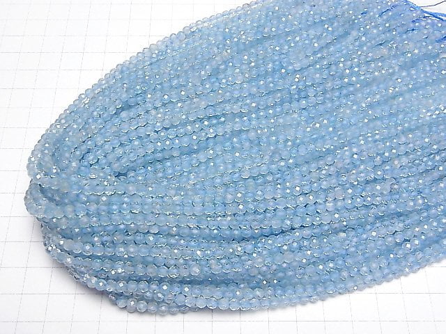 [Video] High Quality! Blue color Topaz AA++ Faceted Round 4mm 1strand beads (aprx.15inch/37cm)