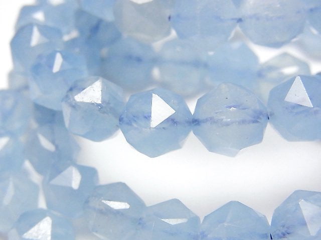 [Video] High Quality! Aquamarine AAA- Star Faceted Round 10mm Bracelet