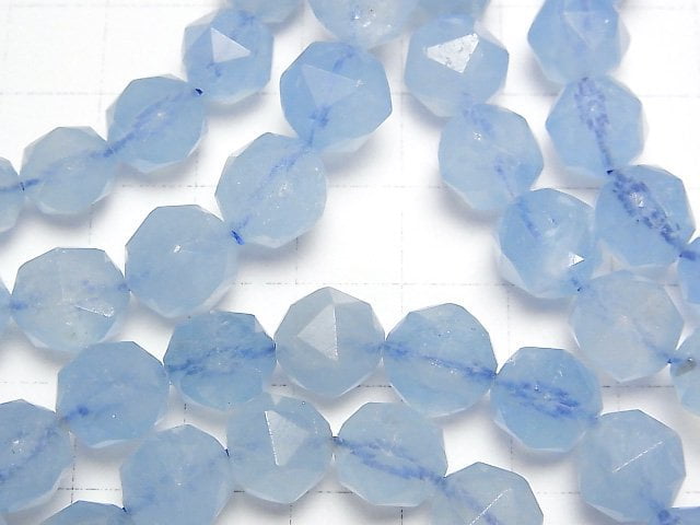 [Video] High Quality! Aquamarine AAA- Star Faceted Round 10mm Bracelet