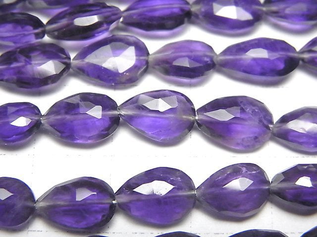 [Video]High Quality Amethyst AA++ Vertical Hole Faceted Pear Shape 1strand beads (aprx.7inch/18cm)