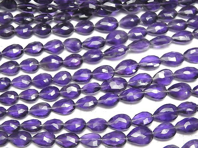 [Video]High Quality Amethyst AA++ Vertical Hole Faceted Pear Shape 1strand beads (aprx.7inch/18cm)
