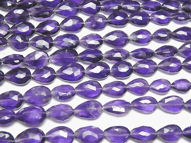 [Video]High Quality Amethyst AA++ Vertical Hole Faceted Pear Shape 1strand beads (aprx.7inch/18cm)