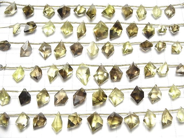 [Video]High Quality Lemon x Smoky Quartz AAA- Spindle cut 1strand (9pcs)