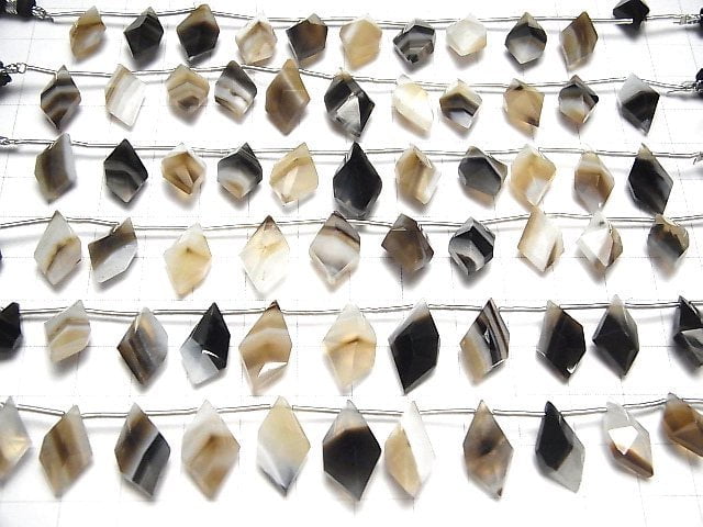 [Video] Black Stripe Agate AAA Spindle Cut 1strand (9pcs)