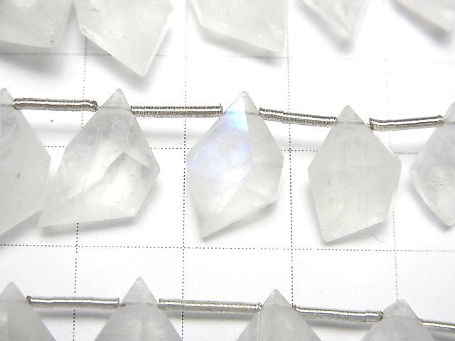 [Video]High Quality Rainbow Moonstone AAA- Spindle Cut 1strand (Approx 9pcs )