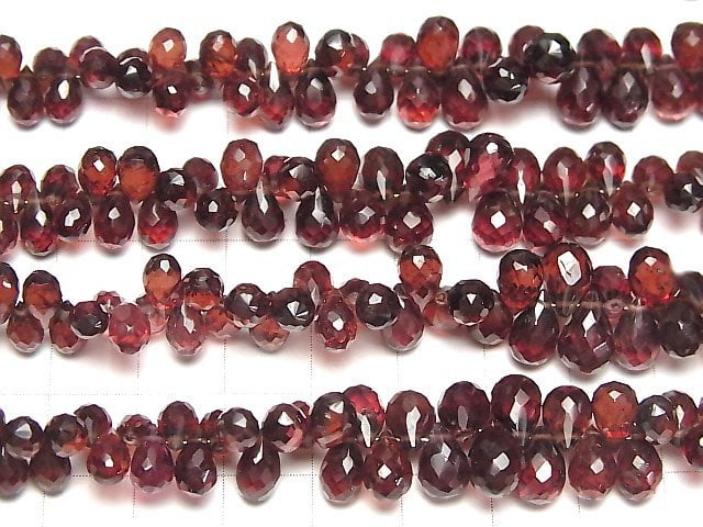 [Video]High Quality Mozambique Garnet AAA- Drop Faceted Briolette half or 1strand beads (aprx.7inch/18cm)