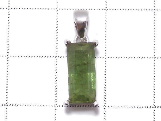 [Video][One of a kind] Green Tourmaline AAA- Faceted Pendant Silver925 NO.40