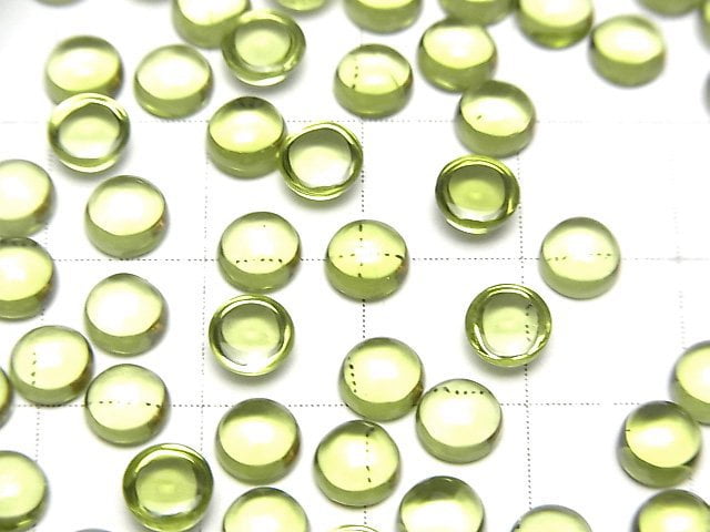 [Video]High Quality Peridot AAA Round Cabochon 5x5mm 3pcs