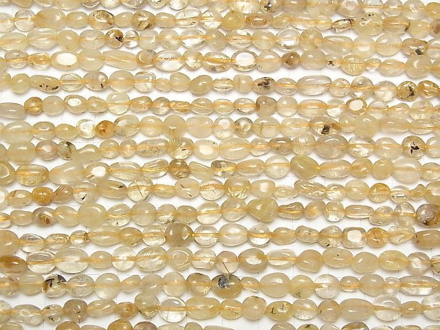 [Video]Rutilated Quartz AA Small Size Nugget 1strand beads (aprx.15inch/36cm)