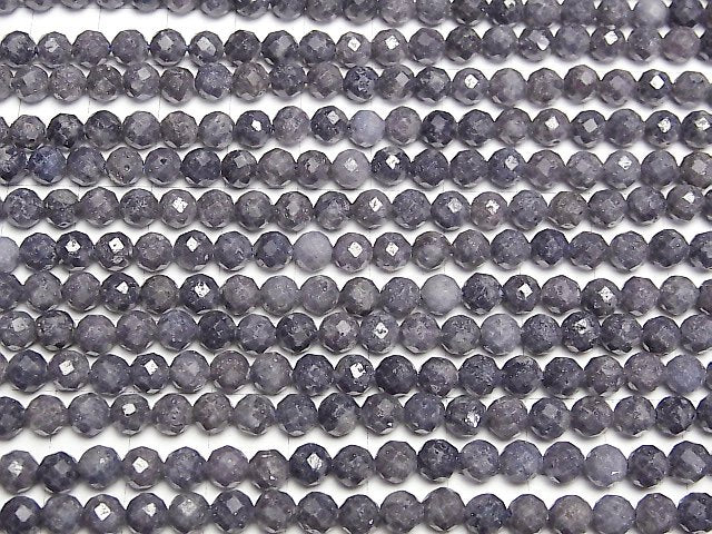 [Video]High Quality! Sapphire AA Faceted Round 5mm 1strand beads (aprx.15inch/36cm)