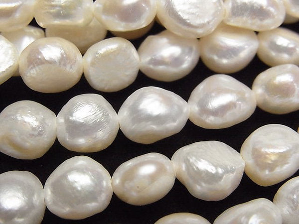 [Video] Fresh Water Pearl AA+ Baroque 8-10mm White [1.2mm Hole] 1strand beads (aprx.13inch/33cm)