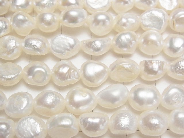 [Video] Fresh Water Pearl AA+ Baroque 8-10mm White [1.2mm Hole] 1strand beads (aprx.13inch/33cm)