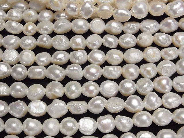 [Video] Fresh Water Pearl AA+ Baroque 8-10mm White [1.2mm Hole] 1strand beads (aprx.13inch/33cm)