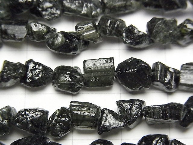 [Video] Black-Green Tourmaline Rough Lock Nugget 1strand beads (aprx.15inch/37cm)