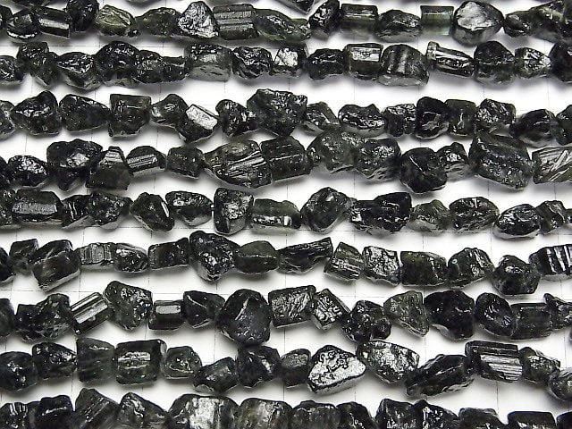 [Video] Black-Green Tourmaline Rough Lock Nugget 1strand beads (aprx.15inch/37cm)