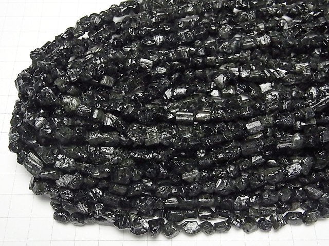 [Video] Black-Green Tourmaline Rough Lock Nugget 1strand beads (aprx.15inch/37cm)