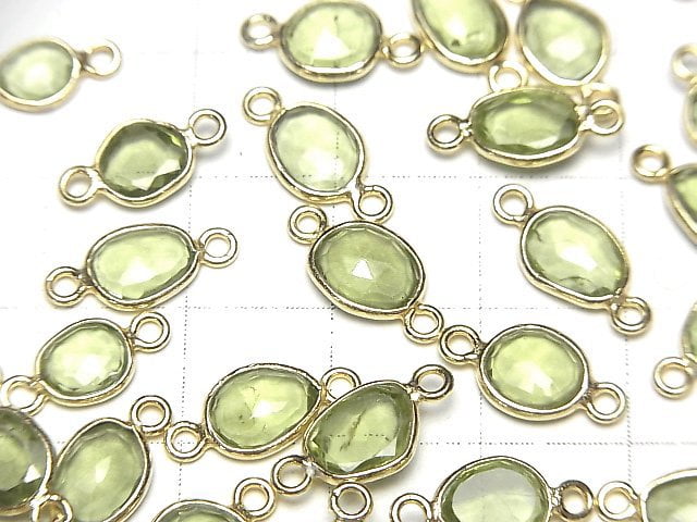 [Video]High Quality Peridot AAA- Bezel Setting Freeform Rose Cut [Both Side ] 18KGP 4pcs