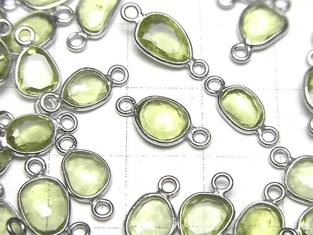 [Video]High Quality Peridot AAA- Bezel Setting Freeform Rose Cut [Both Side ] Silver925 4pcs