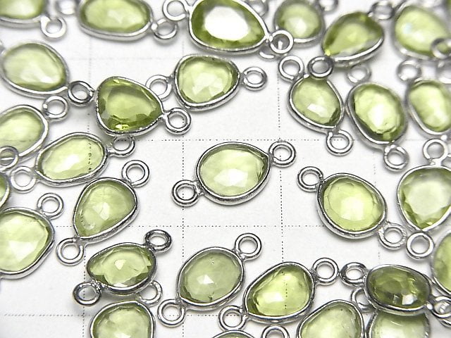 [Video]High Quality Peridot AAA- Bezel Setting Freeform Rose Cut [Both Side ] Silver925 4pcs