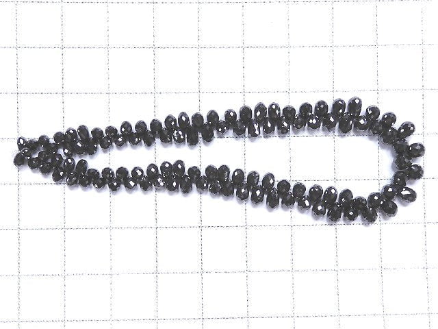 [Video][One of a kind] Black Diamond Drop Faceted Briolette 1strand beads (aprx.7inch/17cm) NO.1