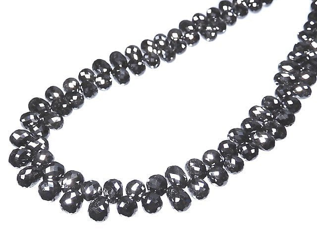 [Video][One of a kind] Black Diamond Drop Faceted Briolette 1strand beads (aprx.7inch/17cm) NO.1