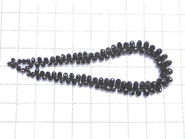 [Video][One of a kind] Black Diamond Drop Faceted Briolette 1strand beads (aprx.7inch/17cm) NO.2