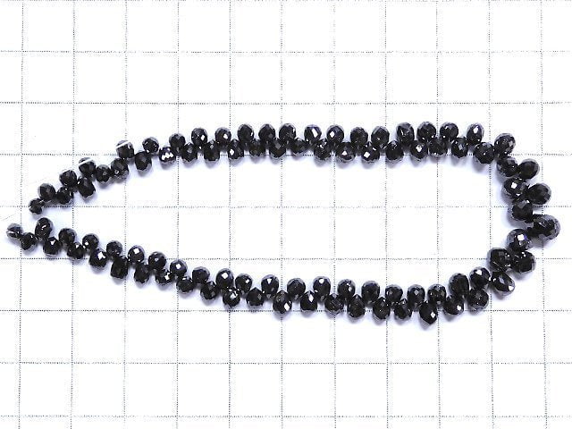 [Video][One of a kind] Black Diamond Drop Faceted Briolette 1strand beads (aprx.7inch/19cm) NO.3