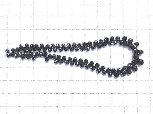 [Video][One of a kind] Black Diamond Drop Faceted Briolette 1strand beads (aprx.7inch/19cm) NO.4