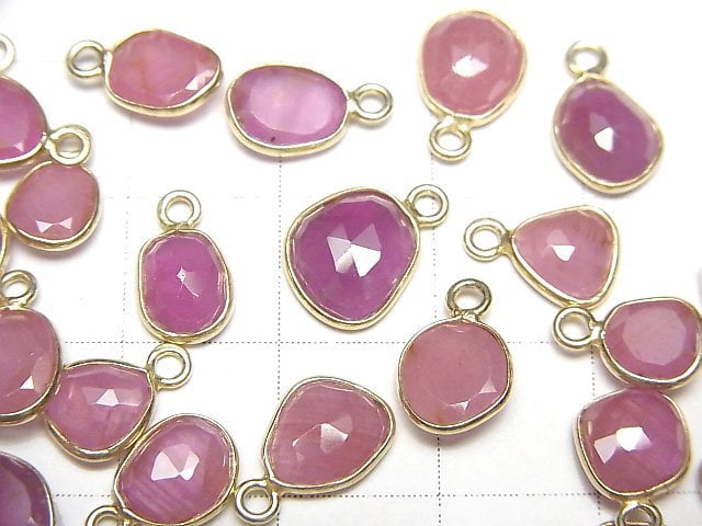 [Video] Non-heated Ruby AAA- Bezel Setting Freeform Rose Cut [One Side ] 18KGP 3pcs