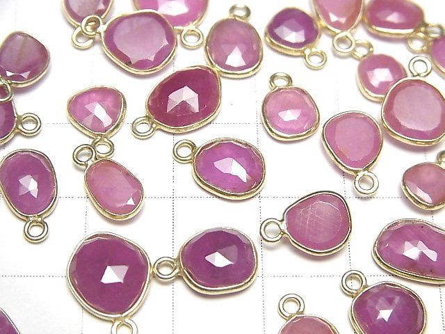 [Video] Non-heated Ruby AAA- Bezel Setting Freeform Rose Cut [One Side ] 18KGP 3pcs