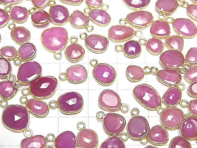 [Video] Non-heated Ruby AAA- Bezel Setting Freeform Rose Cut [One Side ] 18KGP 3pcs