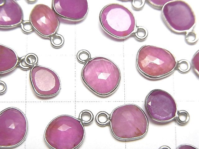 [Video] Unheated Ruby AAA- Bezel Setting Freeform Rose Cut [One Side ] Silver925 3pcs