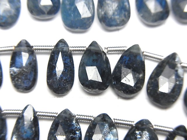 [Video] Indigo Blue Kyanite AA++ Pear shape Faceted Briolette 1strand beads (aprx.7inch/18cm)