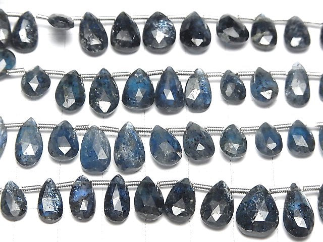[Video] Indigo Blue Kyanite AA++ Pear shape Faceted Briolette 1strand beads (aprx.7inch/18cm)