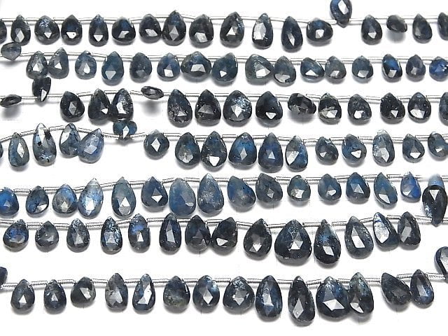 [Video] Indigo Blue Kyanite AA++ Pear shape Faceted Briolette 1strand beads (aprx.7inch/18cm)