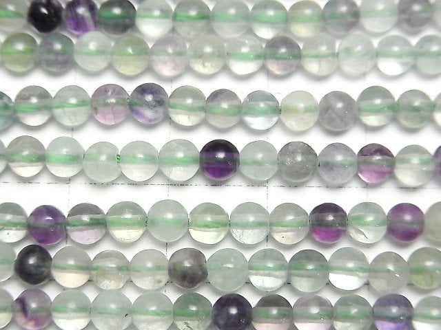 [Video] Multi-color Fluorite AA+ Round 4mm 1strand beads (aprx.15inch/36cm)